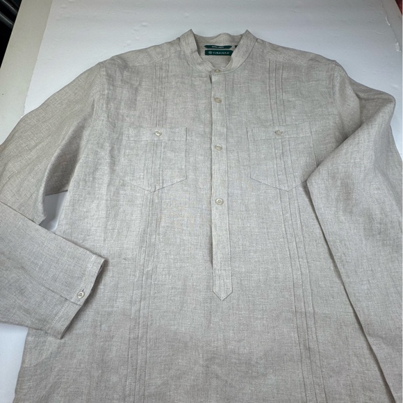 Cubavera Shirt Men Medium Off White 100%‎ Linen Classic Solid Relax Beach Summer - Picture 6 of 14